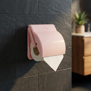 Moderno Portarrollos de Papel Higiénico de Plástico Color Rosa Claro para Baño de Casa y Hotel - Product Image 3