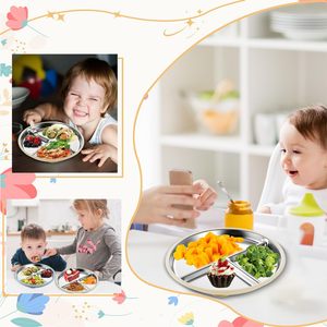 Plato de Acero Inoxidable para Bebé con Succión, Antideslizante, No Tóxico, con Compartimentos y Mangas de Silicona Extraíbles para Niños - Product Image 3