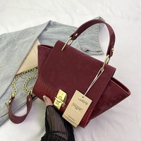 Sac à bandoulière vintage en cuir PU pour femme, motif crocodile gaufré, patchwork, avec rabat, fermoirs métalliques, large bandoulière amovible, imperméable