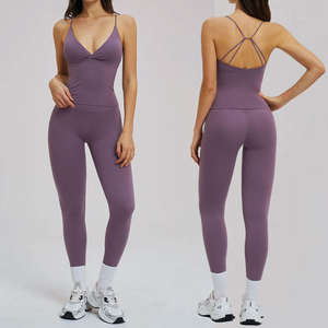 Women S 2 Piece Yoga <b>Set</b> Quick Dry Fitness <b>Seamless</b> Breathable Beauty Back Tank <b>Top</b> High Waist Butt Lift Sports <b>Leggings</b> - Product Image 1