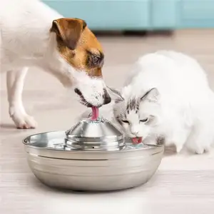 Geerduo Edelstahl Automatischer Katzen hunde trinkbrunnen 2L Haustier wasser brunnensp ender mit 360-Grad-Wassertrink bereich