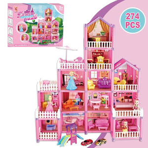 Enfants éclairer château blocs de construction Villa simulée meubles accessoires bricolage filles jouets Miniature maison de poupée ensemble de jeu - Product Image 2