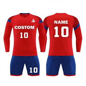 เสื้อฟุตบอลแขนยาวคุณภาพสูง ชุดยูนิฟอร์มฟุตบอลชาย พร้อมปักโลโก้และหมายเลขสโมสร 7v7 ตามสั่ง - Product Image 1