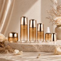 Bocaux et bouteilles cylindriques en verre avec couvercles en plastique à dôme, 50g, 30ml, 50ml, 100ml, 120ml, pour crème de jour et de nuit, et flacon pour nettoyant visage