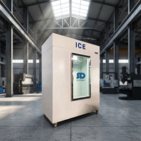 Exhibidor de Hielo en Cubos Embolsado de Acero Inoxidable de 2 Puertas para Interiores Comerciales, Enfriamiento Directo, Vertical, Control Digital