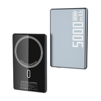 Batterie externe ultra-fine 5000 mAh à chargement rapide magnétique sans fil, coque en alliage d'aluminium, chargeur rapide pour téléphone PD20W, OEM ODM W33-5000