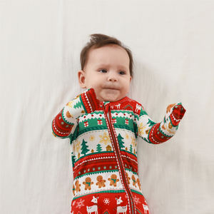 Combinaison de Noël personnalisée pour bébé, barboteuse à manches longues, pyjama de Noël zippé pour nourrisson, tenue pour tout-petit, grenouillère en bambou pour bébé - Product Image 4