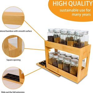 Bamboo <b>Spice</b> <b>Rack</b> Double Layer Pull Out Removable Storage Kitchen Cabinet Organizer Rectangle Standing Type True Colors - Product Image 5