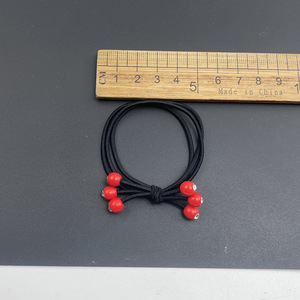 Élastique à cheveux rouge perlé 3 en 1 à haute élasticité avec incrustation de strass, style coréen, pour queue de cheval épaisse, pour femmes, usage quotidien - Product Image 2