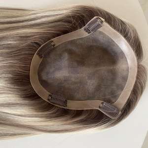 Topper mono 6x8 avec base en PU et couleurs contrastées, avec clips, pour femmes souffrant de perte de cheveux - Product Image 4