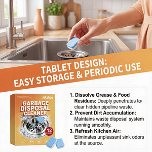 Jakehoe 12pz Pastiglie Detergenti <span class=keywords><strong>per</strong></span> Dissolvere Grasso e Impurità, Prevenire l'Accumulo e Rinfrescare l'Aria della Cucina - Product Image 1