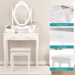 Table de toilette design moderne <span class=keywords><strong>pour</strong></span> femme <span class=keywords><strong>adulte</strong></span> avec miroir, table de toilette de maquillage, table de toilette blanche, maquillage - Product Image 4