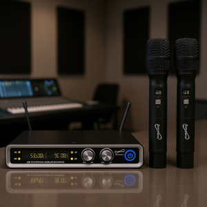 Sistema de Micrófono Inalámbrico USB Profesional Supersonic, Canales UHF Dobles, Diseño de Mano para Uso en Estudio - Product Image 2