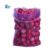 Sterke roze en paarse PE Leno mesh zak voor knoflook en gember, 45*75cm en 55*95cm