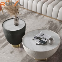Dernière table basse ronde en cuir reconstitué de conception unique de luxe de jumeaux poutre en roche
