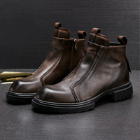 Dropshipping Echtleder Schnürschuhe mit Spitzer Spitze, Lässige Flache Knöchel-Chukka-Stiefel für Herren, Leichtgewichtig für Herbst und Winter