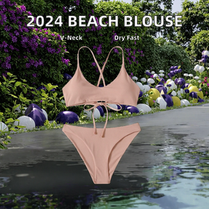 Conjunto de 2 Piezas de Blusa Casual Holgada de Estilo Europeo Americano para Vacaciones en la Playa, con Encaje y Decoración de Cristales, Spandex/Nylon, Novedad 2026 - Product Image 2