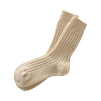 Chaussettes en laine OEM pour femme, mi-mollet, doublées polaire, épaisses et chaudes, style japonais, absorbantes, à double aiguille