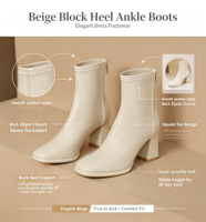 Bottines pour femmes à bout carré et talon épais, avec fermeture éclair arrière, extensibles, courtes et ajustées, pour le quotidien et le bureau, vente en gros