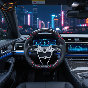 พวงมาลัยคาร์บอนไฟเบอร์สีแดงแบบฟอร์จ สำหรับอัพเกรด Toyota <span class=keywords><strong>Camry</strong></span> รุ่นที่ 8  แบบ OEM พวงมาลัยสปอร์ตแบบกำหนดเอง - Product Image 1