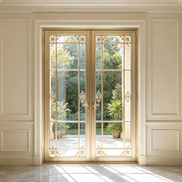 Puerta Abatible de Aluminio con Doble Acristalamiento, Aislamiento Térmico y Acústico, con Diseño de Cuadrícula Francesa Vintage para Balcón o Patio