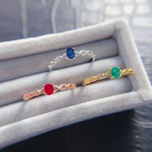 Кольцо из натурального драгоценного камня, овальная огранка 3*4 мм, серебро 925 пробы, ручная работа, обручальное кольцо, ювелирное изделие для женщин - Product Image 5