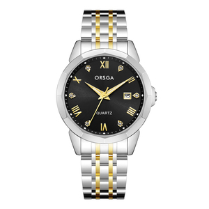 Stylish business men's <b>watch</b> casual calendar Roman numeral set with diamonds - Product Image 5