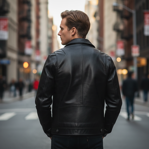 Giacca Casual in Pelle di Capra di Alta Qualità per <span class=keywords><strong>Uomo</strong></span>, Stile Bomber Personalizzato, Produzione OEM con MOQ Basso - Product Image 2