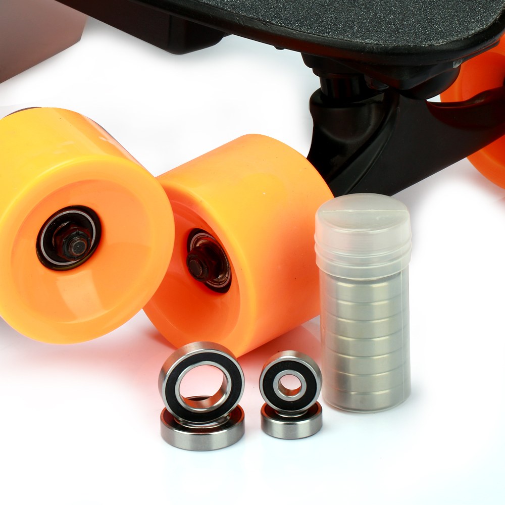 Customized logo ABEC3 P6 grade Aluminum box packaging 8pcs 8*22*7mm size 608zz 608-2rs Skateboard Ball Bearing