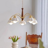 Lustre de salon rétro de luxe PM, lampe suspendue en noyer de style nordique médiéval, luminaire suspendu pour villa et restaurant