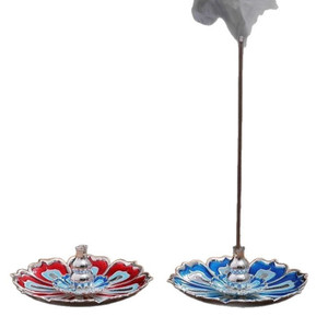 Porte-encens Lotus en alliage bleu, fait à la main, pour usage religieux, origine Dehua - Product Image 2
