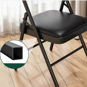 كرسي قابل للطي بألوان متعددة للبيع بالجملة، كرسي طعام قابل للطي موفر للمساحة مبطن بالجلد الصناعي، كرسي محمول عصري بسيط قابل للطي - Product Image 4