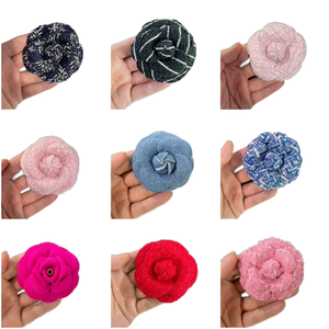 Sang trọng 6.8cm đường kính hoa trà hình Trâm chân nhỏ thơm hoa Corsage với hợp kim kẹp tóc sáng bóng mạ Nylon đồ trang sức - Product Image 1
