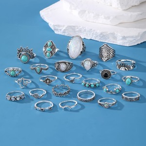 Allin Ensemble de bijoux rétro Bohème Turquoise pour femme Collier en alliage 50 pièces Bracelet Boucles d'oreilles Anneaux Accessoire Accessoires de plage - Product Image 3