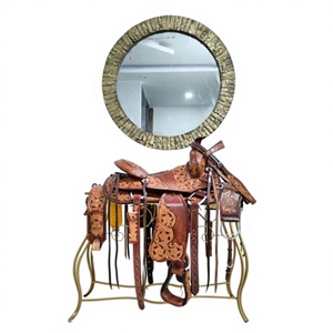 Selle de cheval Western/anglaise de course confortable en cuir véritable de qualité supérieure, fabriquée à la main, options en plastique/fibre de verre/bois, personnalisation possible - Product Image 1