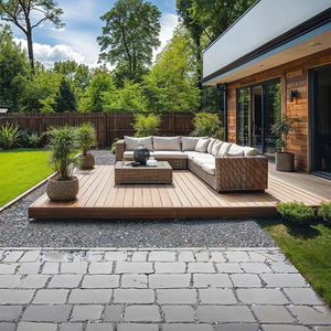 Selin ODM OEM 야외 방수 WPC 테라스 바닥 베란다 호두 색 PVC 데크 일본 안뜰 스타일 캡핑 목재 섬유 - Product Image 6