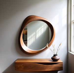 Modern <strong>Vintage</strong> Style Solid Wood Irregular Wall Mounted <strong>Mirror</strong> New Chinese Zen Home Living Room Decorative <strong>Full</strong> <strong>Length</strong> <strong>Mirror</strong> - Product Image 4