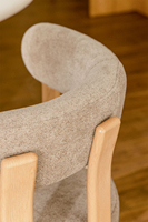 Chaise de salle à manger moderne de luxe en tissu chenille, fauteuil rembourré à dossier incurvé avec pieds en métal imitation bois pour salle à manger et restaurant
