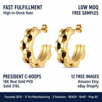 Bracelet de montre en métal plaqué or 18 carats, prêt à expédier, vente en gros, accessoires de mode, bracelet à maillons de 10 mm, boucles d'oreilles étanches
