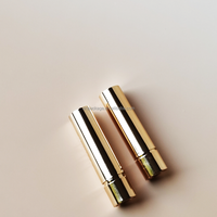 Étui à rouge à lèvres doré vide, mince, de luxe, rechargeable, pour baume à lèvres, avec logo personnalisé, emballage cosmétique rond