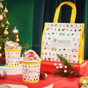 Bolsa térmica aislada resistente al agua para comida para llevar, bebidas, bolsa térmica reutilizable no tejida, bolsa térmica con letras, pastel, Boba, helado - Product Image 2