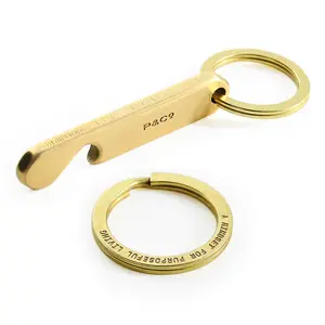Hot Selling Style Brass Bottle Opener Keychain Etch Logo Brass Keychain With Own Design