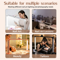 Lampe de table pour salon de manucure, lumière chaude et froide, intensité réglable, support pour téléphone, design pour usage domestique, lampe de bureau carrée pour nail art