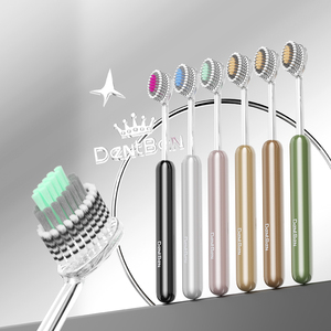 <span class=keywords><strong>Brosse</strong></span> à dents haut de gamme ECO Texture, étiquettes privées, logo personnalisé, avec poils arrondis et manche en plastique cristallin cylindrique - Product Image 4