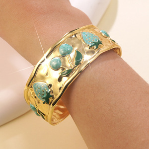 Bracelet jonc de mode pour femme, bijoux fins en acier inoxydable, style fruit - Product Image 2