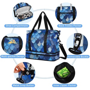 Sac de voyage et de sport pour adulte, grande capacité, couleur bleue, avec logo personnalisé, étanche, séparation humide/sec - Product Image 5