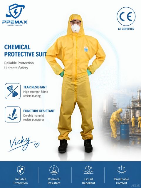 Ropa De Proteccion Quimica Chemical Dangerous Protective Coverall Tear Resistant and Puncture Resistant with CE for Laboratories