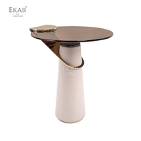 Meubles EKAR |   Verre fumé Aura &amp;   Table d'appoint sur piétement métallique - Accent de luxe moderne