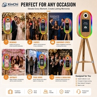 Photomaton ovale pour iPad, générateur de profit |   4 modes d'éclairage réglables, support pour caméra, caméra HD + imprimante DNP tout-en-un