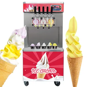 Mvckyi 3 + 2混合风味软冰淇淋机商务40L/H软服务冰淇淋自动售货机，带气泵